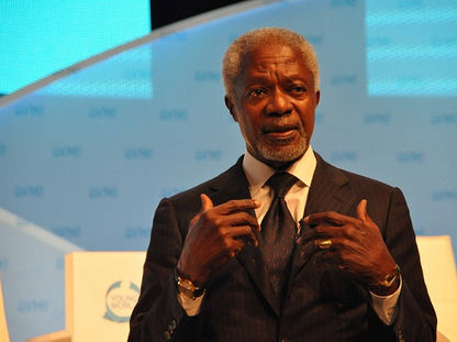 Kofi Annan speaking at One Young World.